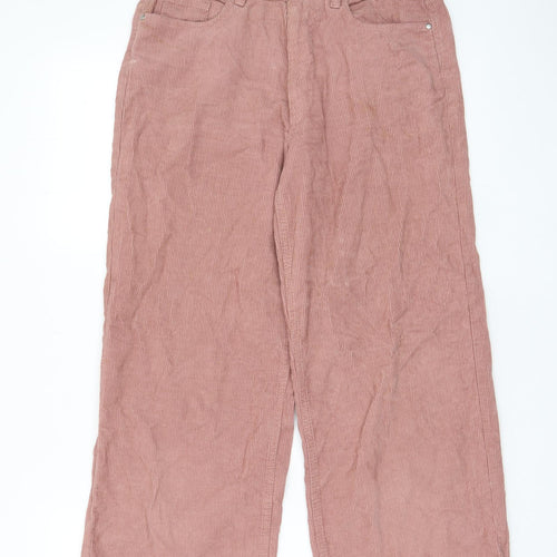 Denim & Co. Womens Pink Cotton Trousers Size 10 L24 in Regular Zip - Pockets