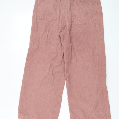 Denim & Co. Womens Pink Cotton Trousers Size 10 L24 in Regular Zip - Pockets