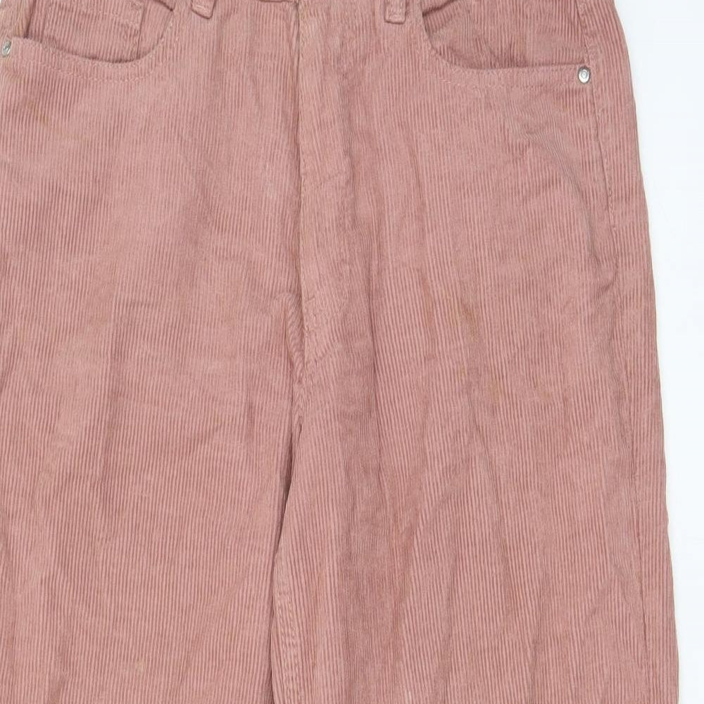 Denim & Co. Womens Pink Cotton Trousers Size 10 L24 in Regular Zip - Pockets