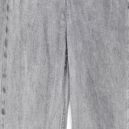 F&F Womens Grey Cotton Straight Jeans Size 6 L28 in Regular Zip - Pockets