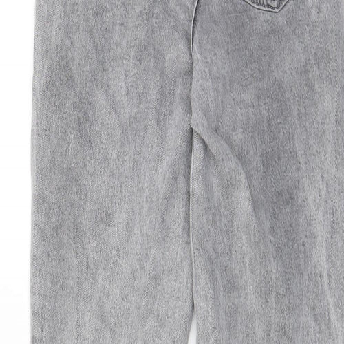 F&F Womens Grey Cotton Straight Jeans Size 6 L28 in Regular Zip - Pockets
