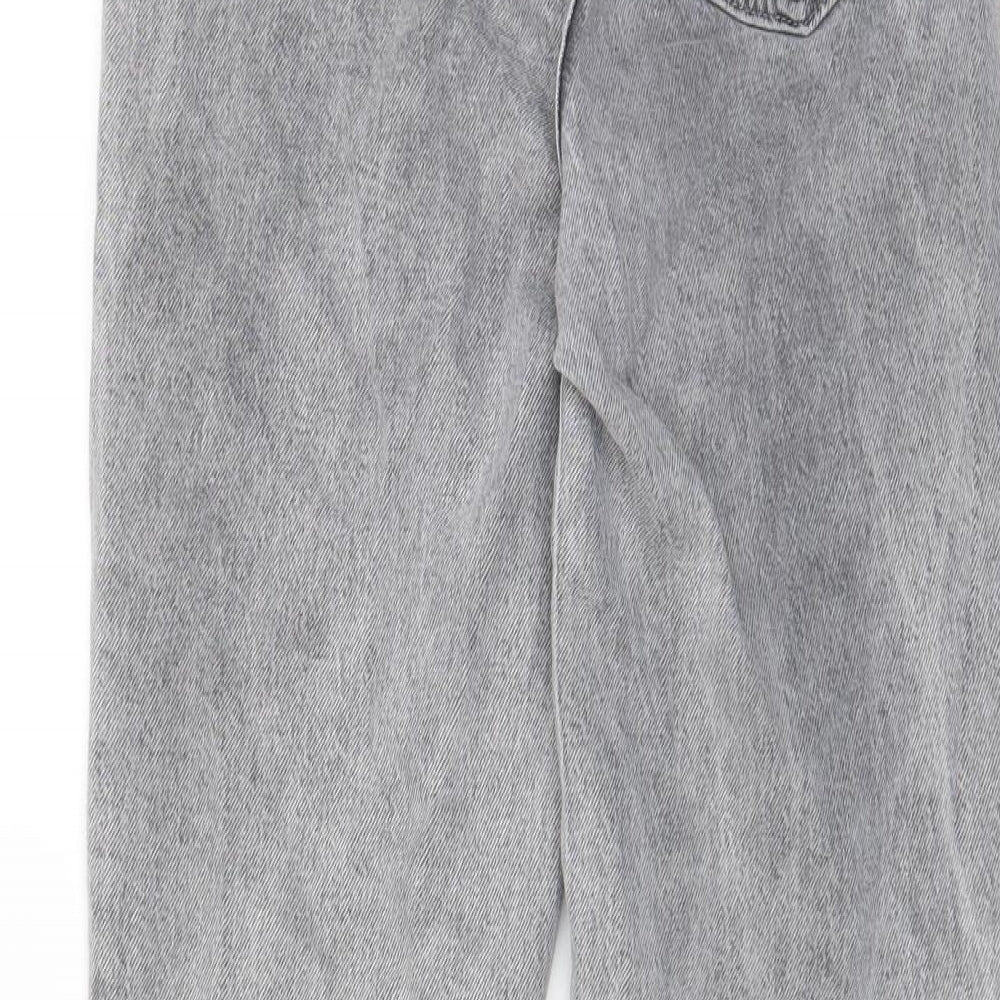F&F Womens Grey Cotton Straight Jeans Size 6 L28 in Regular Zip - Pockets