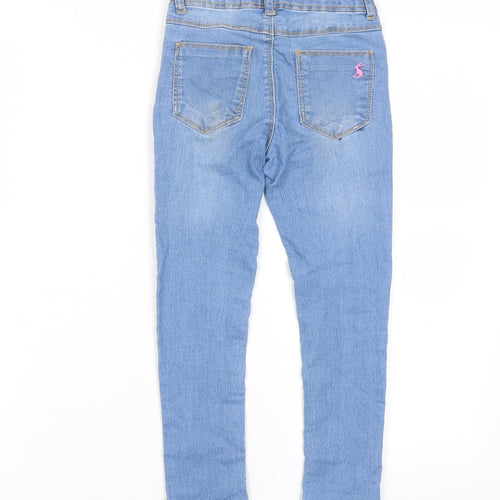 Joules Girls Blue Cotton Skinny Jeans Size 6 Years Regular Zip - Pockets, Adjustable waist
