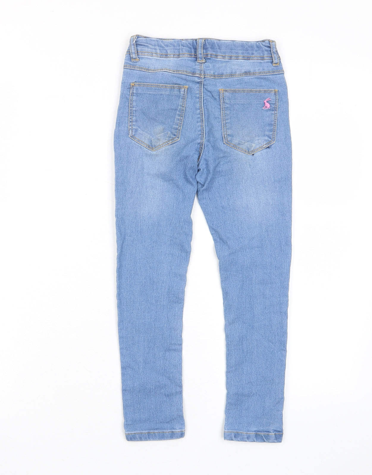 Joules Girls Blue Cotton Skinny Jeans Size 6 Years Regular Zip - Pockets, Adjustable waist