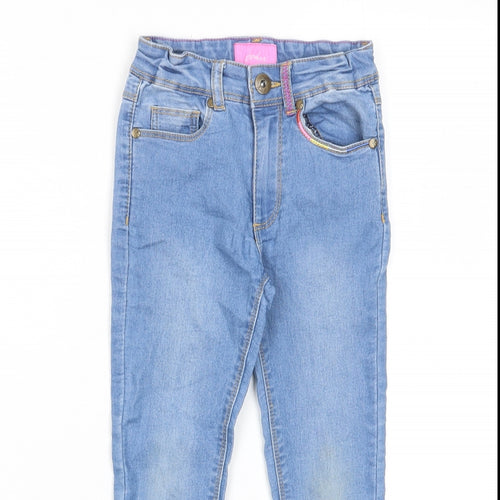 Joules Girls Blue Cotton Skinny Jeans Size 6 Years Regular Zip - Pockets, Adjustable waist