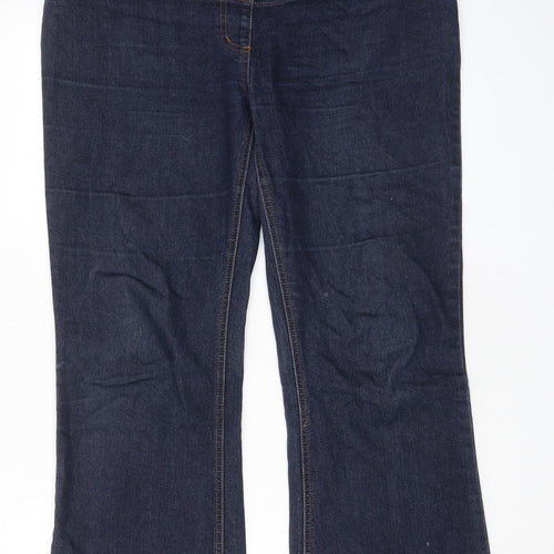JoJo Maman Bébé Womens Blue Cotton Bootcut Jeans Size 14 L32 in Regular - Long Leg, Pockets