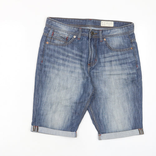 Denim & Co. Mens Blue Cotton Bermuda Shorts Size 32 in L10 in Regular Zip - Pockets
