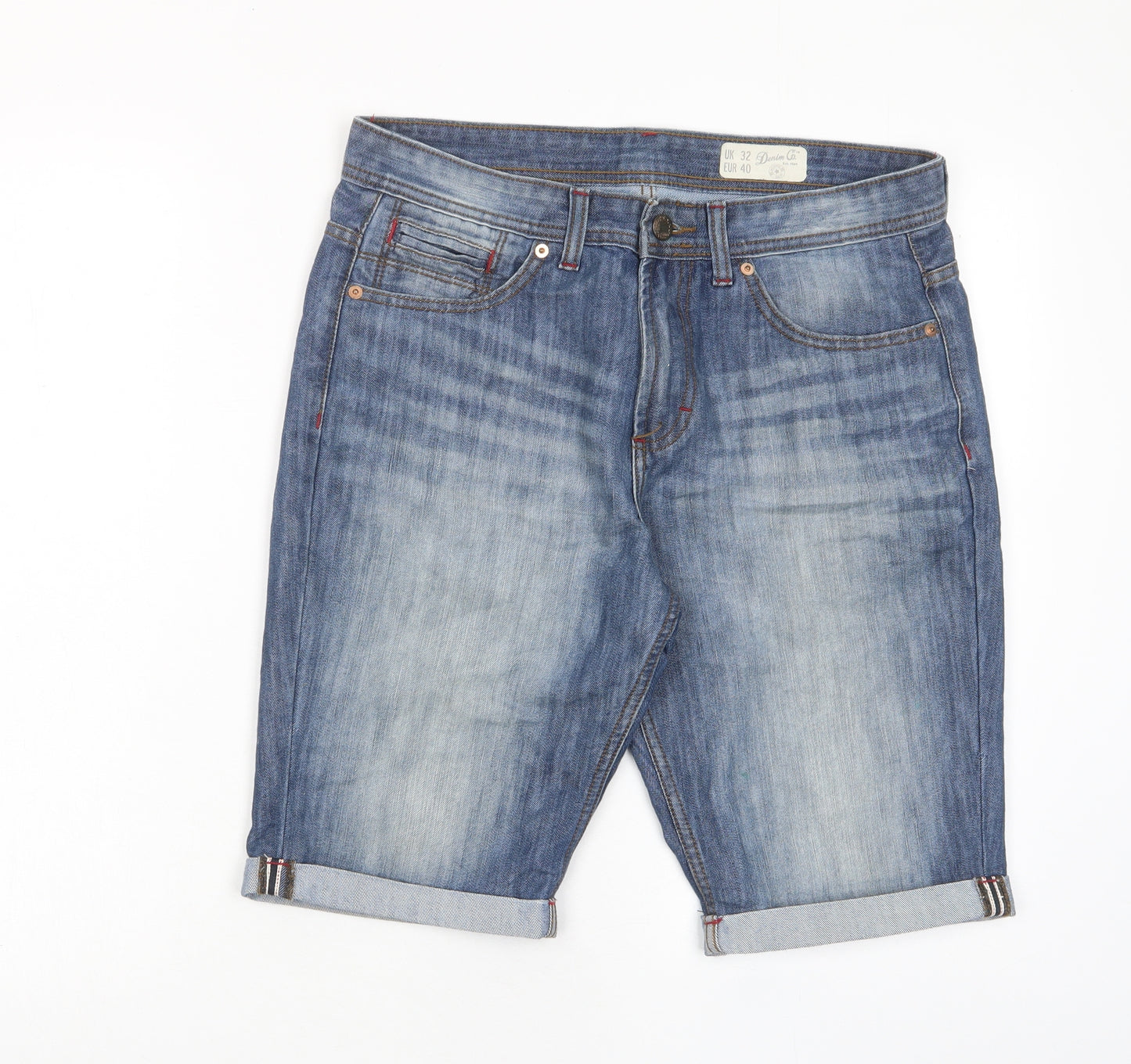Denim & Co. Mens Blue Cotton Bermuda Shorts Size 32 in L10 in Regular Zip - Pockets