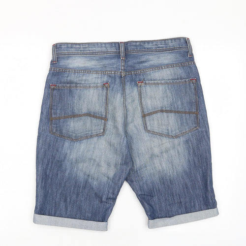 Denim & Co. Mens Blue Cotton Bermuda Shorts Size 32 in L10 in Regular Zip - Pockets