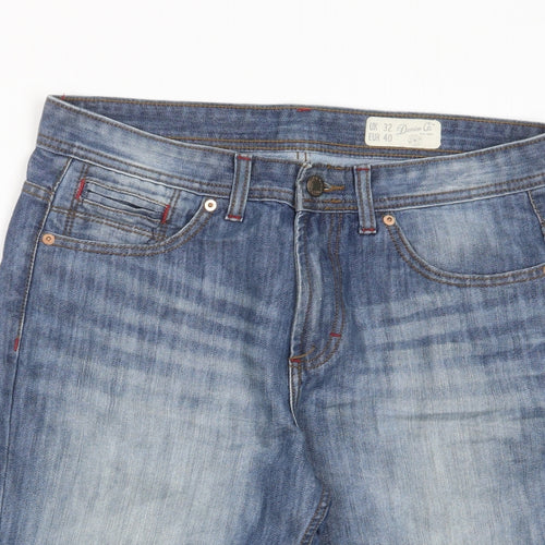 Denim & Co. Mens Blue Cotton Bermuda Shorts Size 32 in L10 in Regular Zip - Pockets