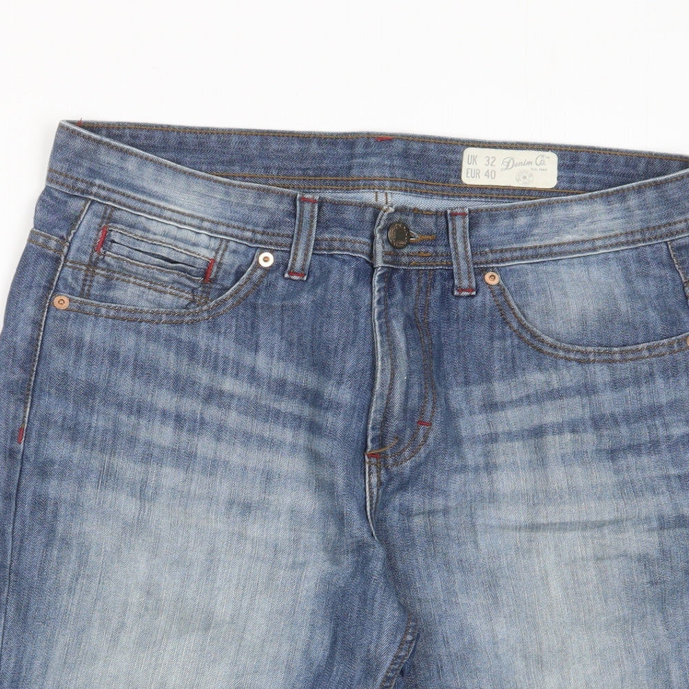 Denim & Co. Mens Blue Cotton Bermuda Shorts Size 32 in L10 in Regular Zip - Pockets