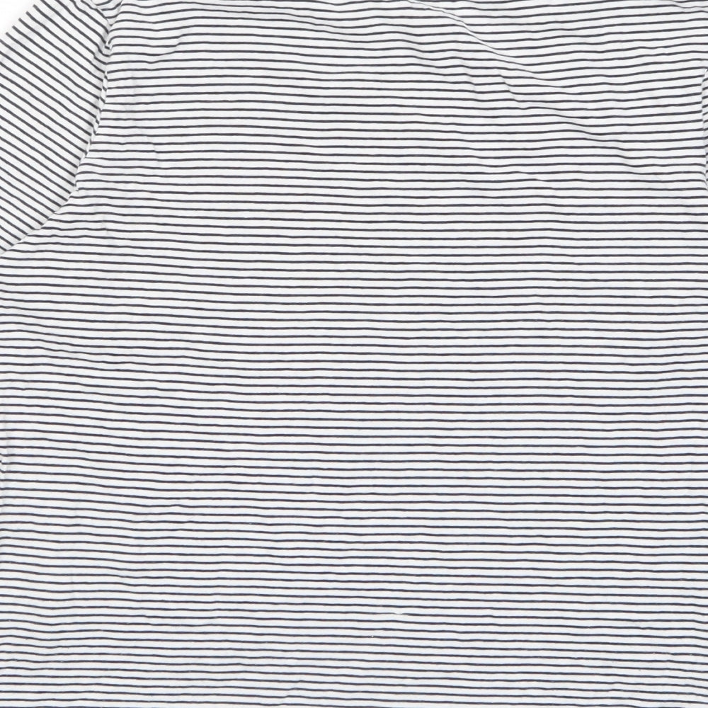 Zara Womens White Striped Cotton Basic T-Shirt Size S Crew Neck