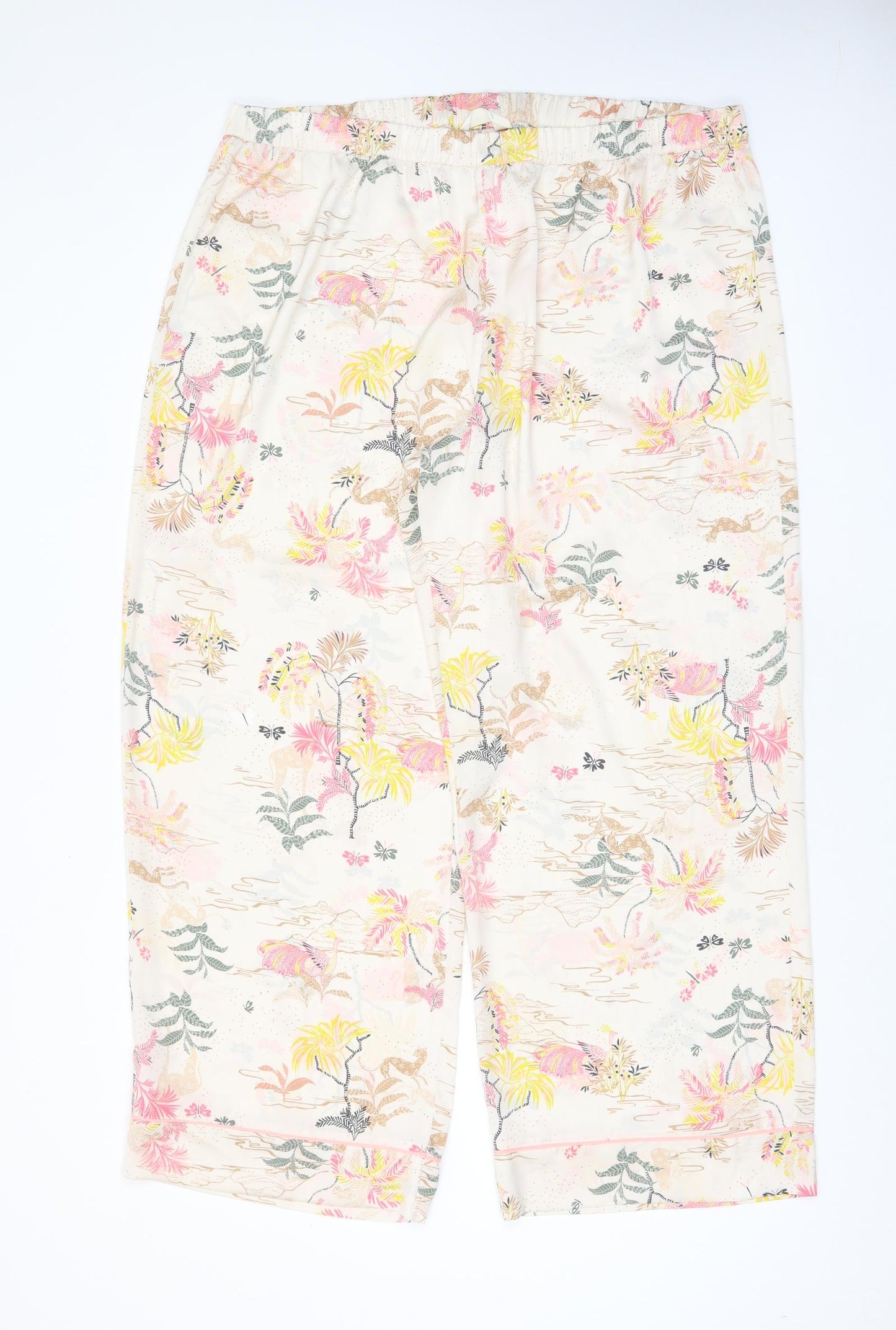 Marks and Spencer Womens Multicoloured Floral Polyester Top Pyjama Pants Size 20