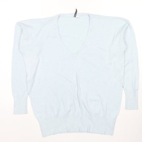 Capsule Womens Blue V-Neck Viscose Pullover Jumper Size 12