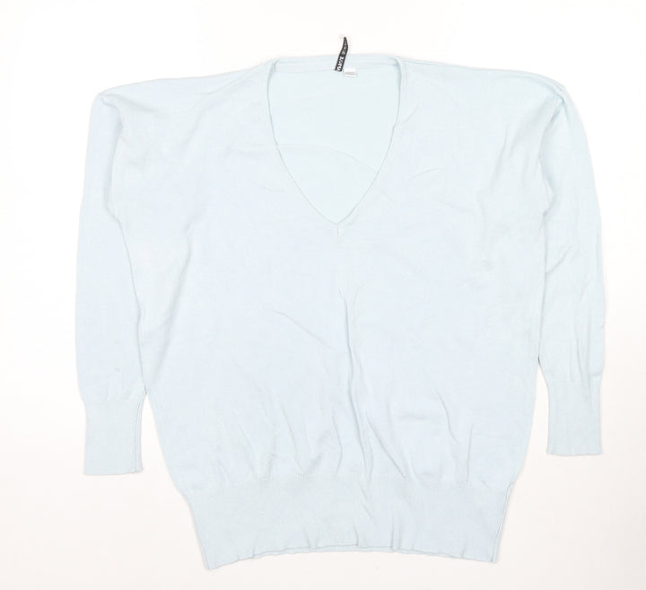 Capsule Womens Blue V-Neck Viscose Pullover Jumper Size 12