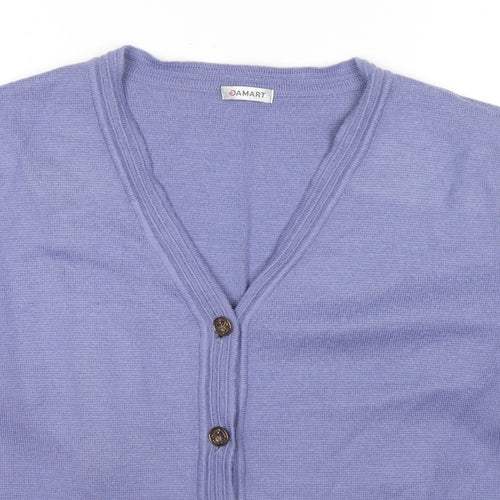 Damart Womens Blue V-Neck Acrylic Cardigan Jumper Size 24