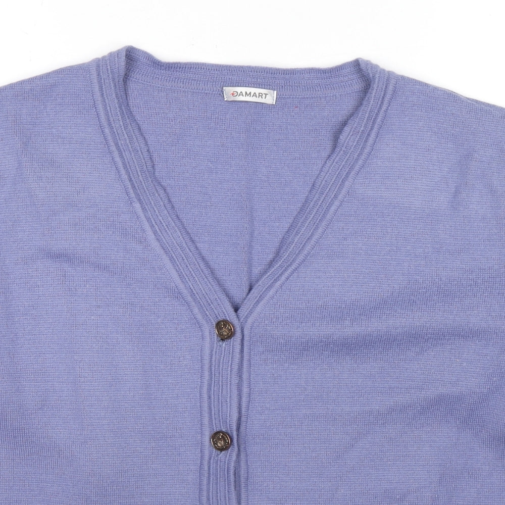 Damart Womens Blue V-Neck Acrylic Cardigan Jumper Size 24