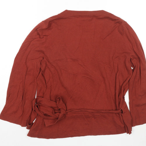 Boden Womens Brown V-Neck Wool Wrap Jumper Size 10