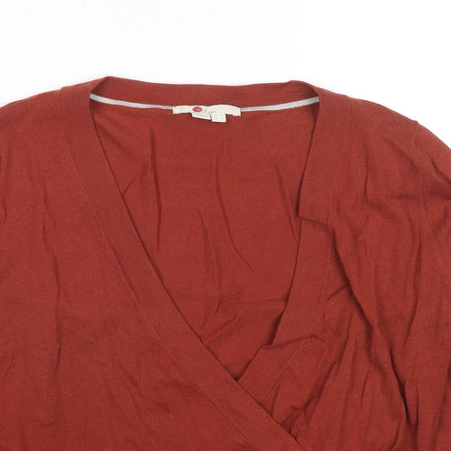 Boden Womens Brown V-Neck Wool Wrap Jumper Size 10