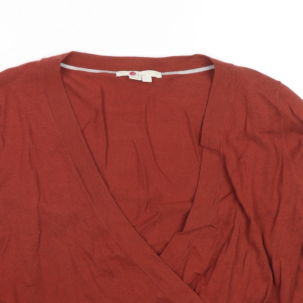 Boden Womens Brown V-Neck Wool Wrap Jumper Size 10