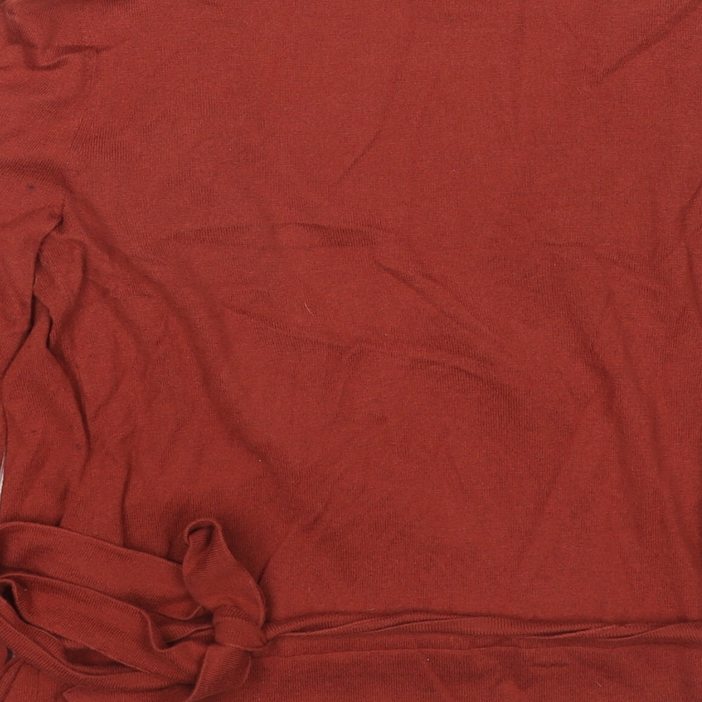 Boden Womens Brown V-Neck Wool Wrap Jumper Size 10