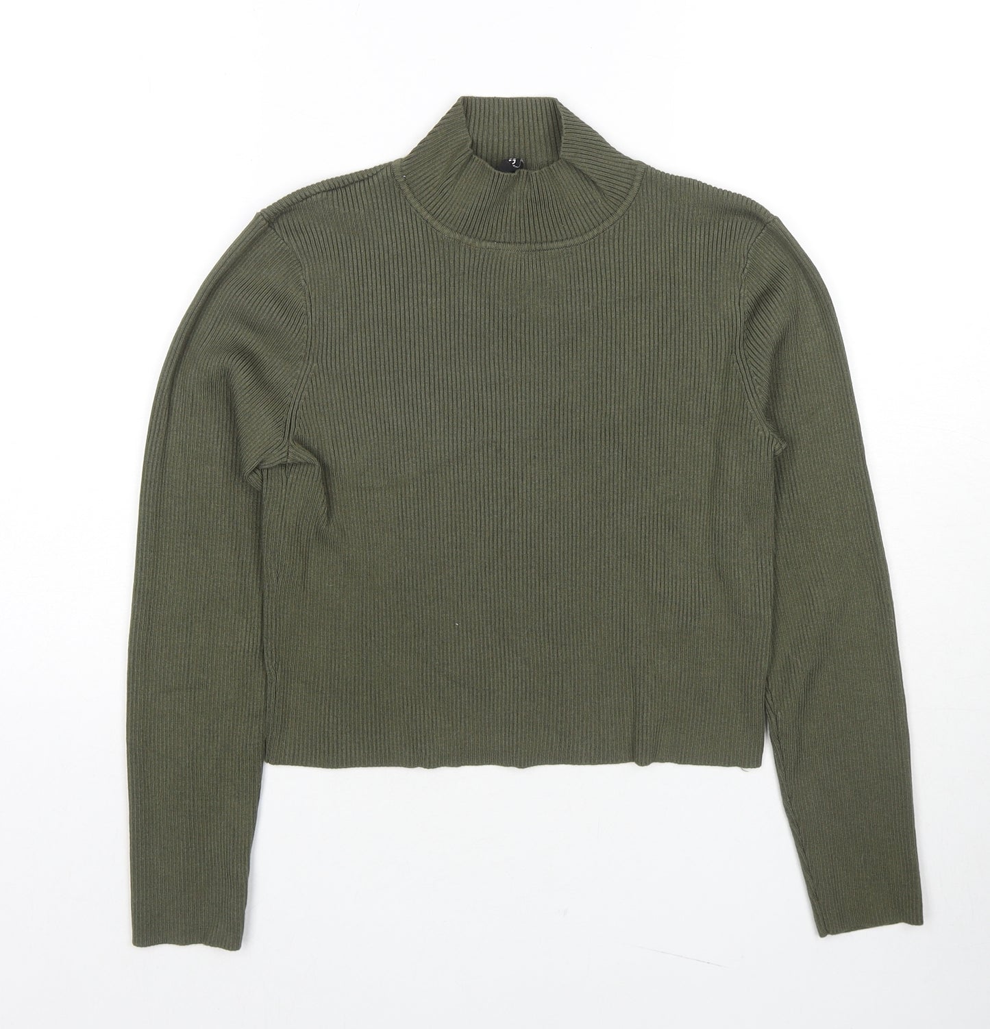 Divided by H&M Womens Green High Neck Acrylic Pullover Jumper Size L