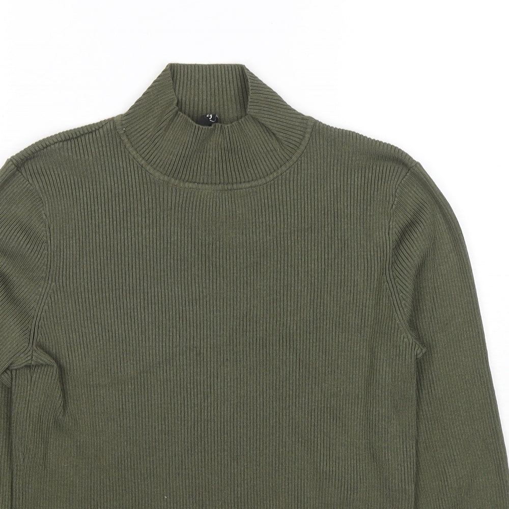 Divided by H&M Womens Green High Neck Acrylic Pullover Jumper Size L