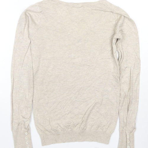 Pull&Bear Womens Beige Round Neck Polyester Pullover Jumper Size M