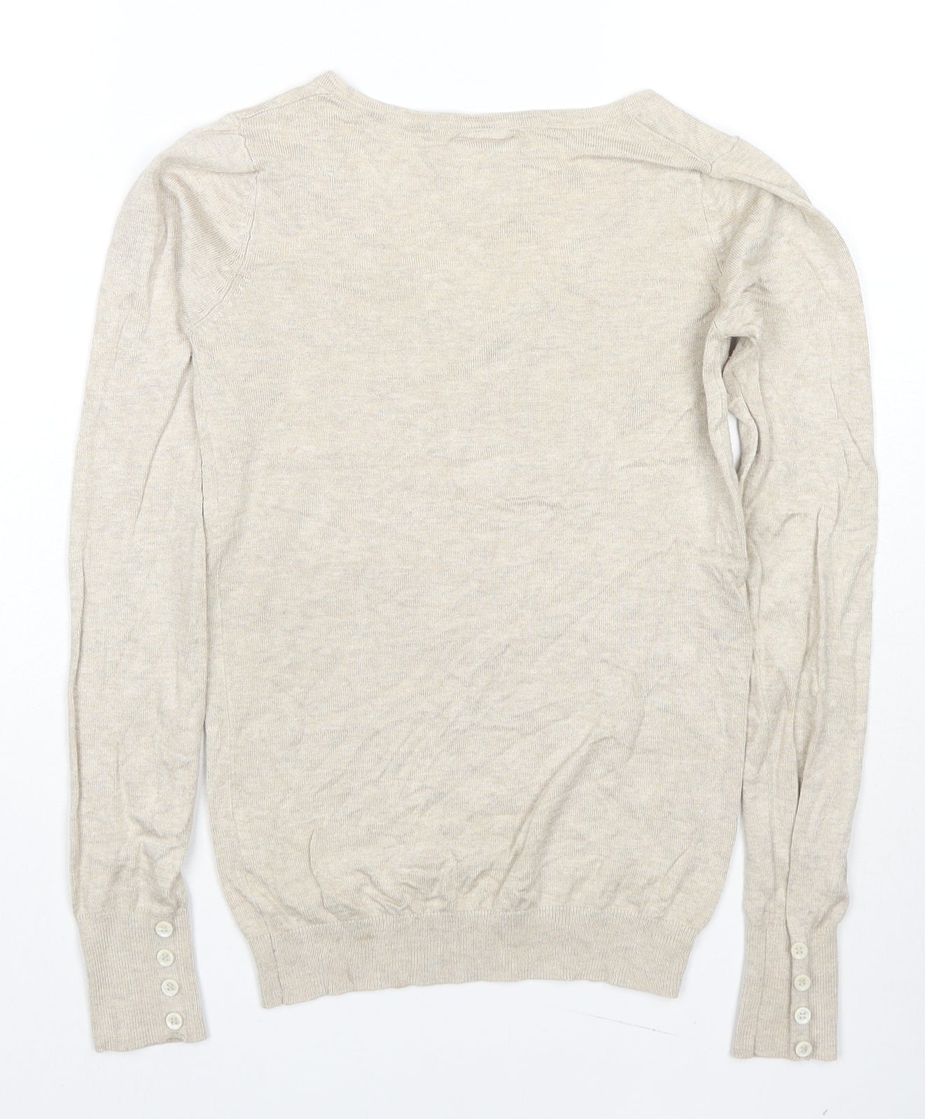 Pull&Bear Womens Beige Round Neck Polyester Pullover Jumper Size M
