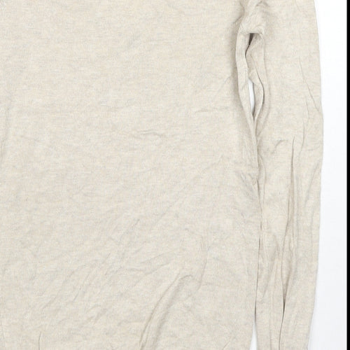 Pull&Bear Womens Beige Round Neck Polyester Pullover Jumper Size M