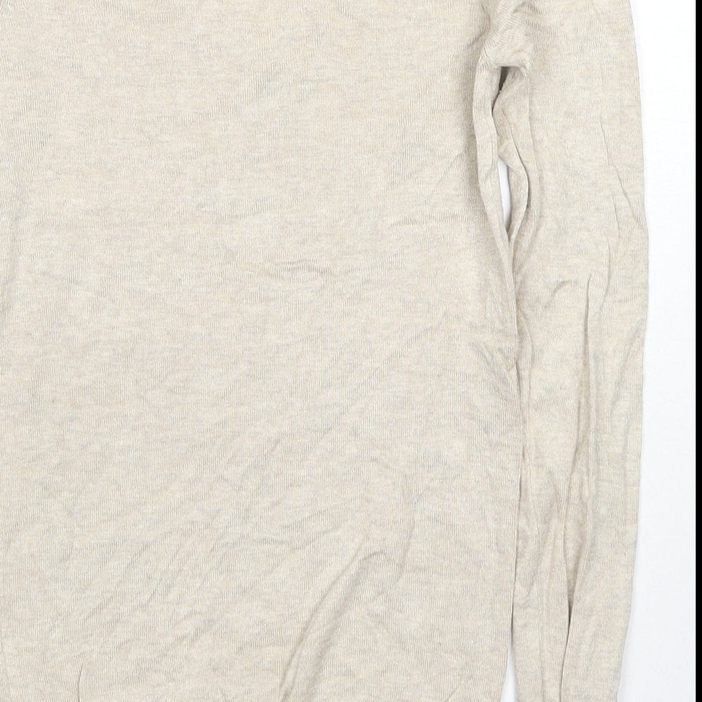 Pull&Bear Womens Beige Round Neck Polyester Pullover Jumper Size M