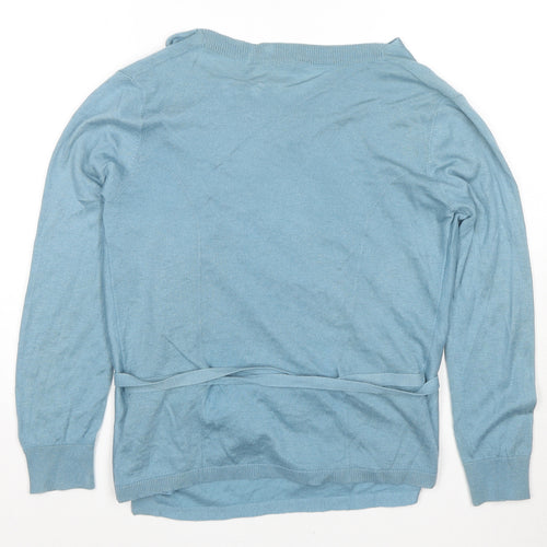 Jigsaw Womens Blue V-Neck Silk Wrap Jumper Size S