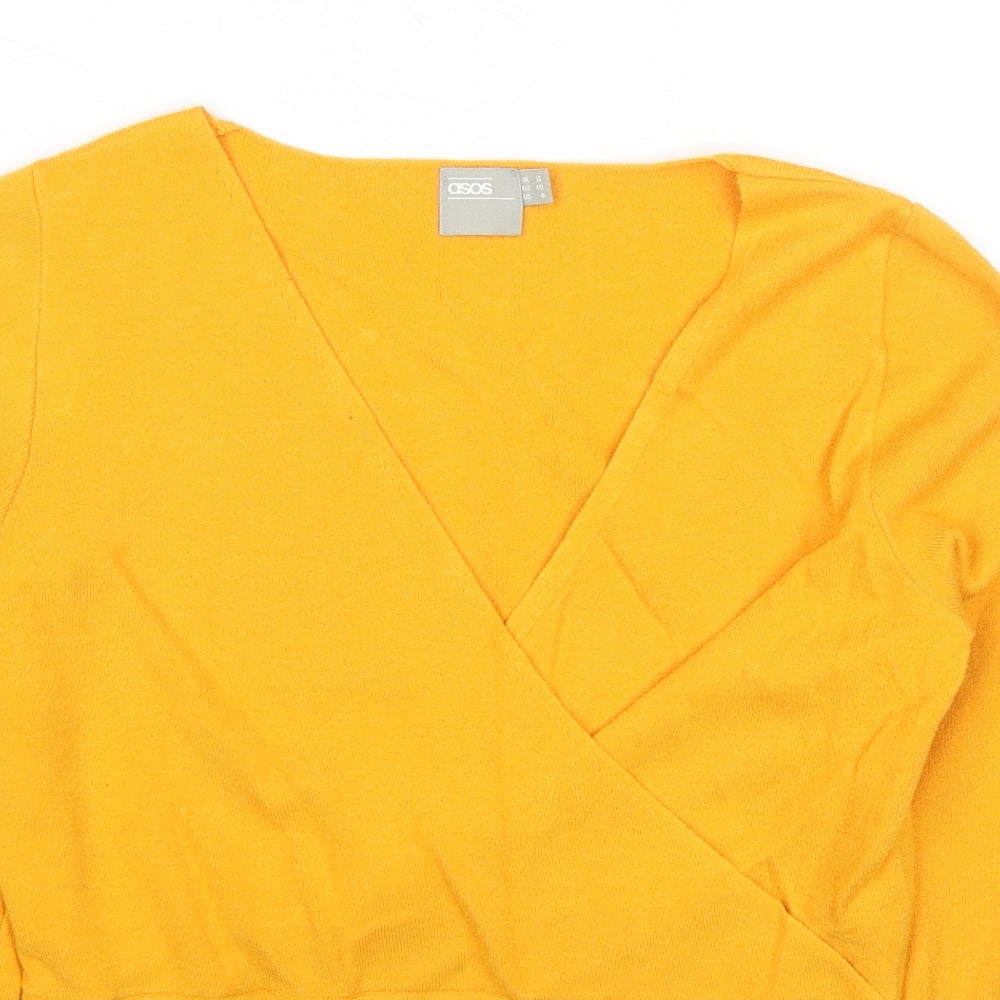 ASOS Womens Yellow V-Neck Viscose Pullover Jumper Size 12
