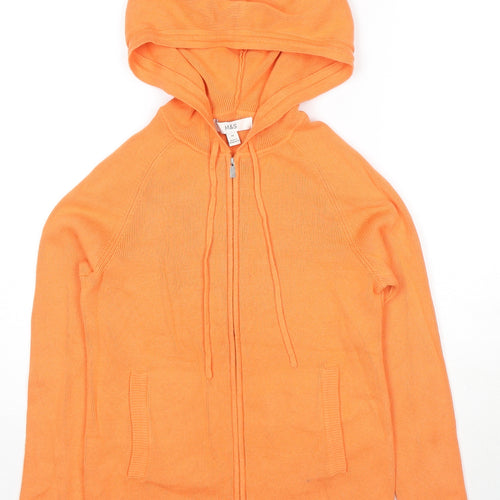 Marks and Spencer Womens Orange Cotton Full Zip Hoodie Size XS Zip