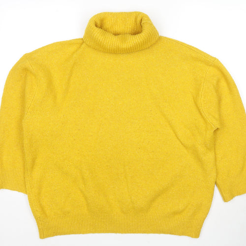 Topshop Womens Yellow Roll Neck Acrylic Pullover Jumper Size 6