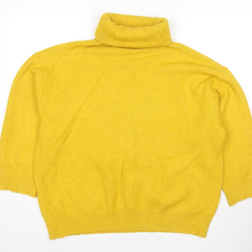 Topshop Womens Yellow Roll Neck Acrylic Pullover Jumper Size 6