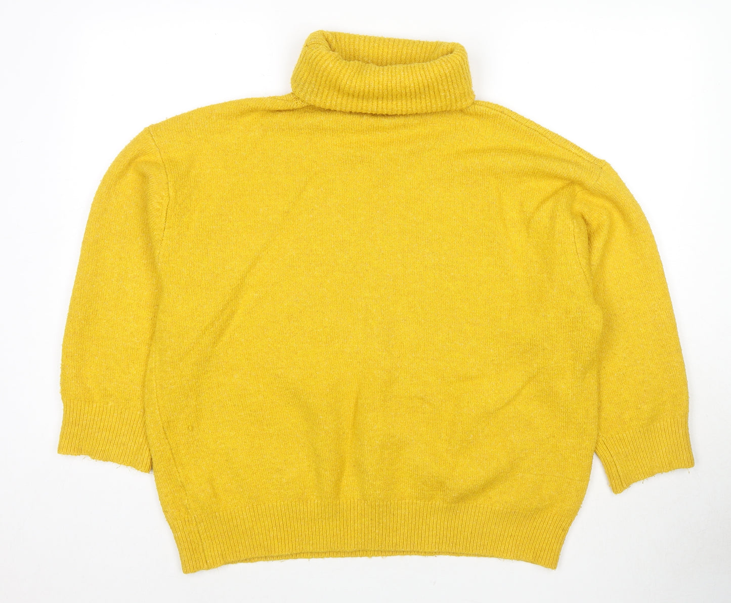 Topshop Womens Yellow Roll Neck Acrylic Pullover Jumper Size 6