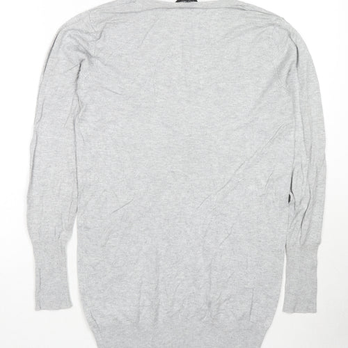Dorothy Perkins Womens Grey V-Neck Cotton Pullover Jumper Size 12