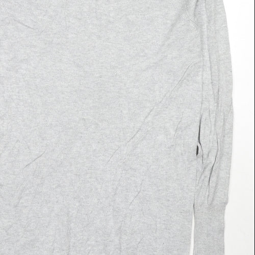 Dorothy Perkins Womens Grey V-Neck Cotton Pullover Jumper Size 12