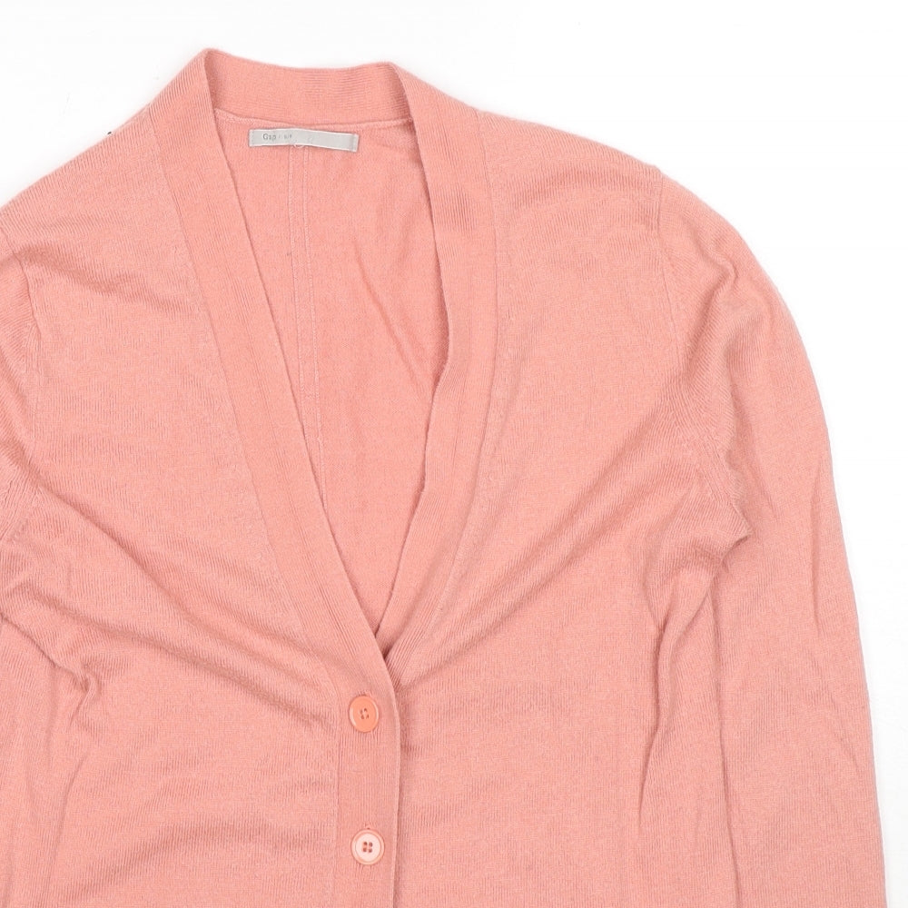 Gap Womens Pink V-Neck Nylon Cardigan Jumper Size S
