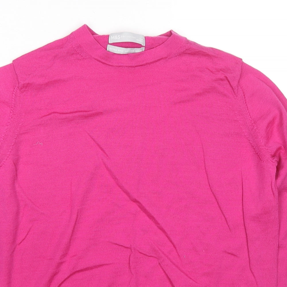 Marks and Spencer Womens Pink Round Neck Wool Pullover Jumper Size 10