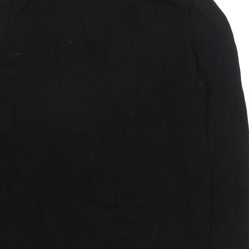 ASOS Mens Black High Neck Cotton Henley Jumper Size M Long Sleeve