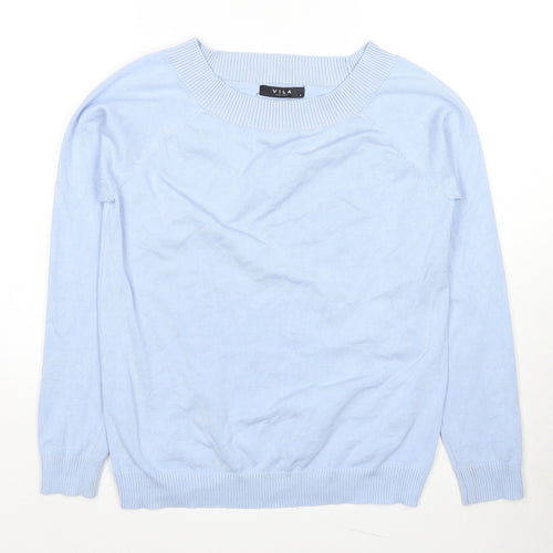 VILA Womens Blue Round Neck Viscose Pullover Jumper Size M