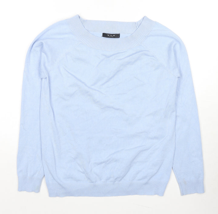 VILA Womens Blue Round Neck Viscose Pullover Jumper Size M