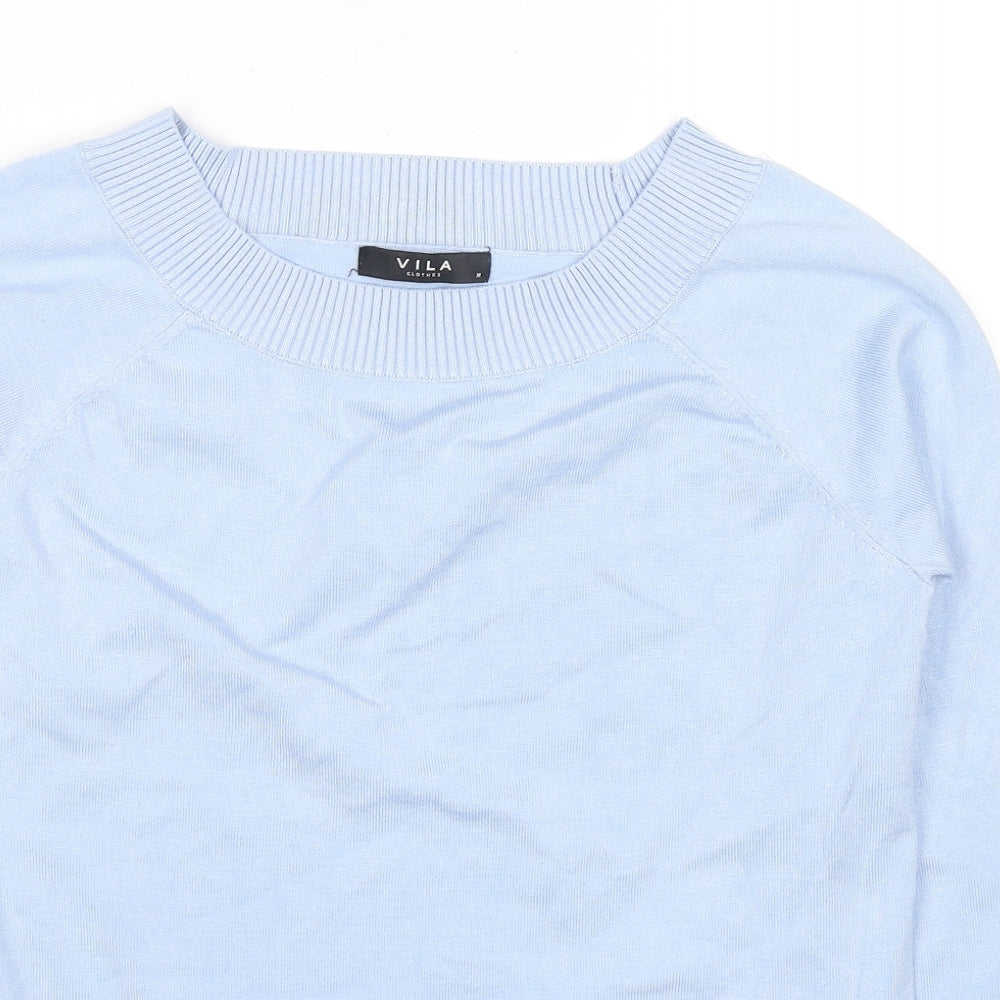 VILA Womens Blue Round Neck Viscose Pullover Jumper Size M