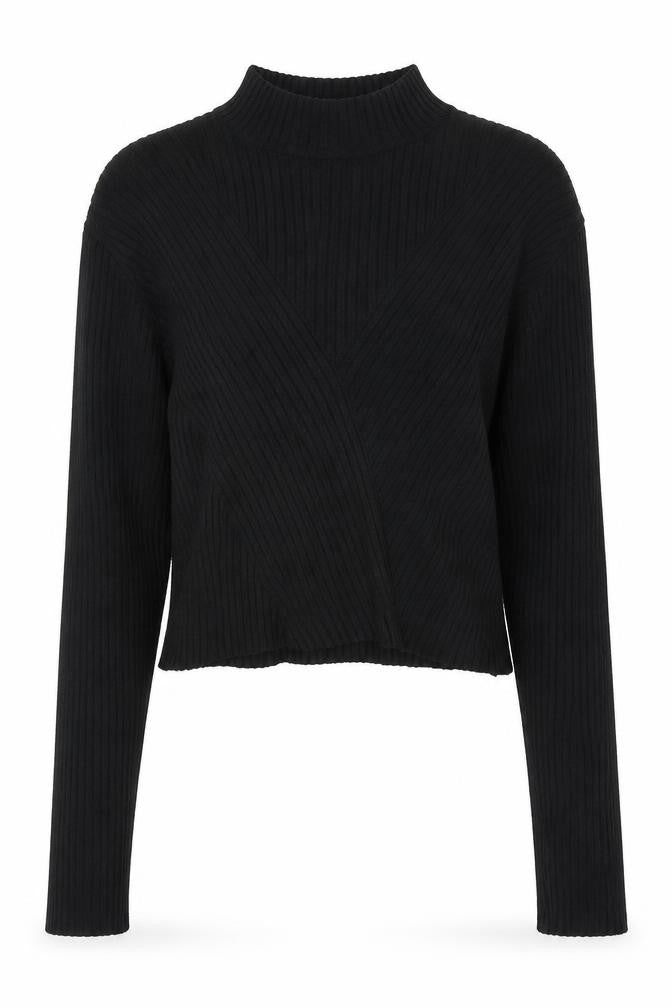 Front view of H&M women’s beige mock neck polyester jumper, size S