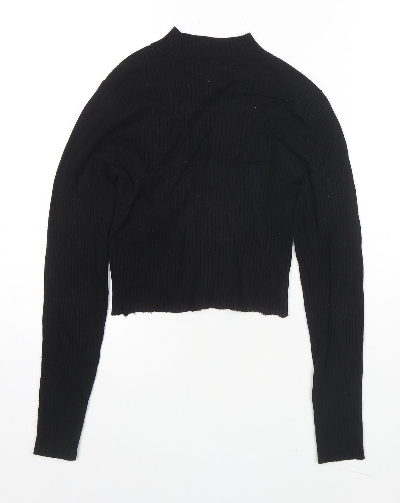 H&M Womens Beige Mock Neck Polyester Pullover Jumper Size S