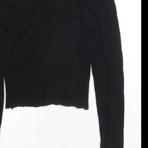 H&M Womens Beige Mock Neck Polyester Pullover Jumper Size S