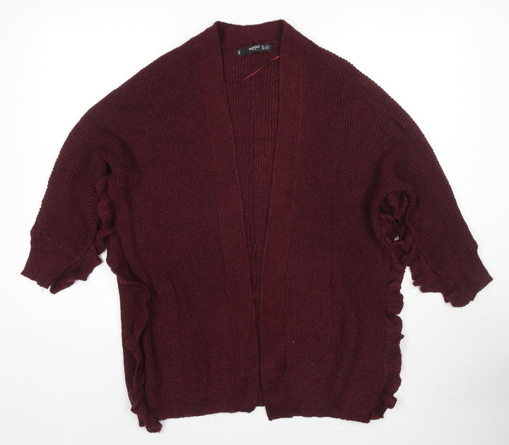 Mango Womens Red V-Neck Acrylic Cardigan Jumper Size XS