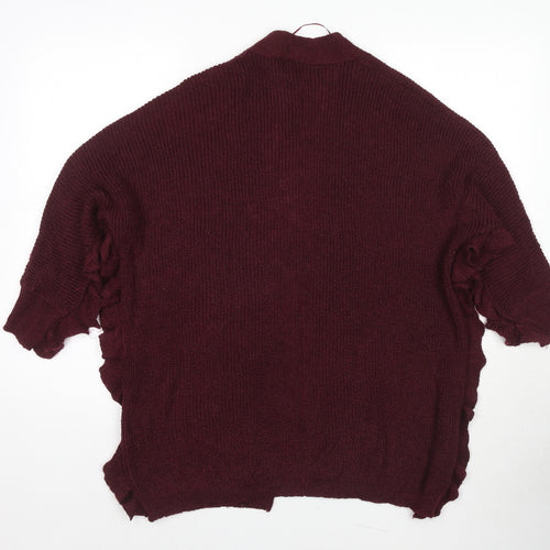 Mango Womens Red V-Neck Acrylic Cardigan Jumper Size XS